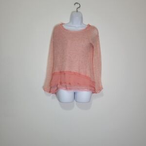 Anthropologie peach loose knit long sleeves top